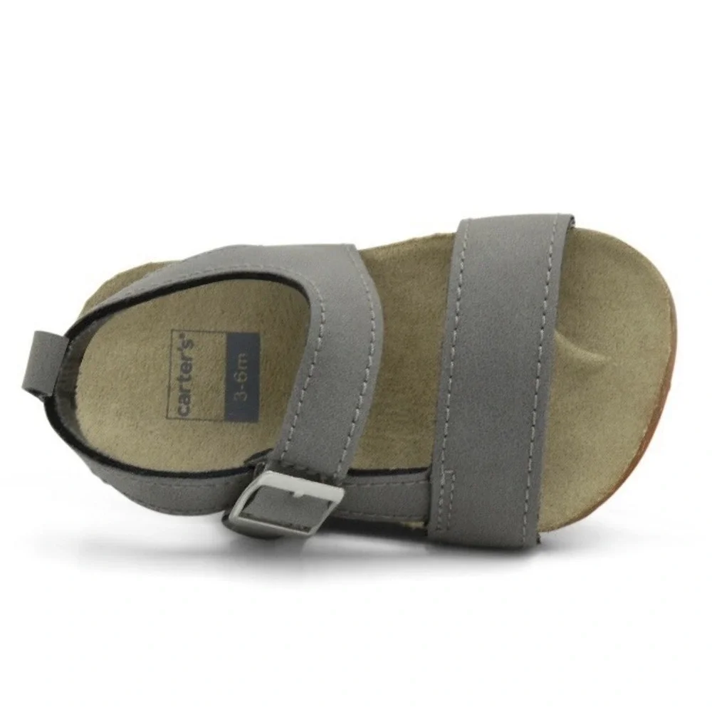 Carters Baby Boy Gray Cork Sole Sandal Crib Shoes 0-3 Months New with Tags Cute